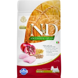 FARMINA N&D ANCESTRAL GRAIN DOG CHICKEN, SPELT, OATS AND POMEGRANATE SENIOR MINI 800G